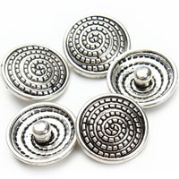 Jewelry Snap Button Zinc Alloy Flat Round antique silver color plated lead & cadmium free 20mm Sold By Bag