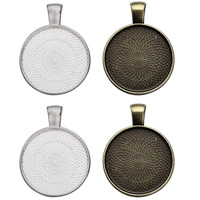 Zinc Alloy Pendant Cabochon Setting Flat Round plated lead & cadmium free Approx Inner Approx 25mm Sold By Bag