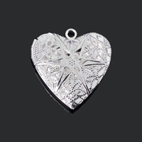 Brass Locket Pendants, Heart, plated, hollow, more colors for choice, lead & cadmium free, 26x25mm, Hole:Approx 1-2mm, 20PCs/Bag, Sold By Bag