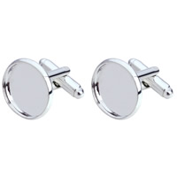 Cufflinks Findings Brass silver color plated nickel lead & cadmium free 14-30mm Sold By Bag