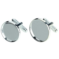 Cufflinks Findings Brass platinum color plated nickel lead & cadmium free 14-30mm Sold By Bag