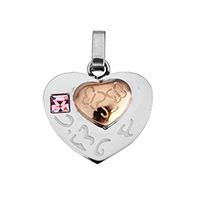 Stainless Steel Heart Pendants plated with cubic zirconia & two tone Approx Sold By PC