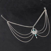 Iron Anklet with Turquoise & Zinc Alloy with 5cm extender chain plated twist oval chain & for woman lead & cadmium free 240mm Length Approx 9 Inch Sold By Bag