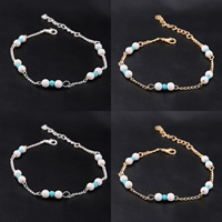 Iron Anklet with Turquoise & Plastic with 5cm extender chain plated twist oval chain & for woman lead & cadmium free 240mm Length Approx 9 Inch Sold By Bag