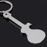 Брелки для ключей, цинковый сплав, с железный обруч, гитара, Платиновое покрытие платиновым цвет, не содержит свинец и кадмий, 26x74mm, отверстие:Приблизительно 25mm, продается Strand