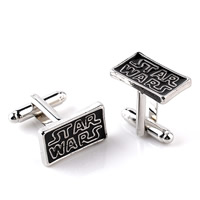 Cufflinks Zinc Alloy Rectangle platinum color plated with letter pattern & enamel lead & cadmium free Sold By Pair