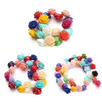 Natürliche Korallen Perlen, Harz, Blume, imitierte Koralle & verschiedene Größen vorhanden, farbenfroh, Bohrung:ca. 1mm, verkauft per ca. 15.5 ZollInch Strang