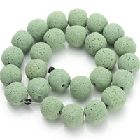 Naturliga Lava Pärlor, Trumma, olika storlek för val, grön, Hål:Ca 2mm, Såld Per Ca 15.5 inch Strand