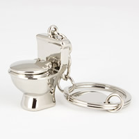 Zinc Alloy Key Clasp with iron ring Toilet Seat platinum color plated lead & cadmium free Approx 25mm Sold By PC