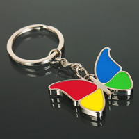 Zinklegierung Schlüssel Verschluss, mit Eisen Ring, Schmetterling, Platinfarbe platiniert, Emaille, frei von Blei & Kadmium, 46x34mm, Bohrung:ca. 25mm, verkauft von PC