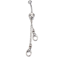 Stainless Steel Belly Ring with rhinestone original color Sold By PC
