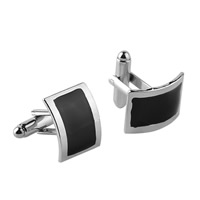 Cufflinks Zinc Alloy Rectangle platinum color plated enamel lead & cadmium free Sold By Pair