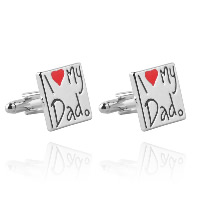 Cufflinks Zinc Alloy Square silver color plated with letter pattern & for man & enamel nickel lead & cadmium free Sold By Pair