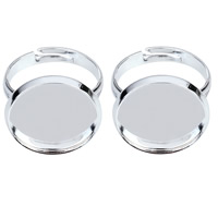 Brass Bezel Ring Base Flat Round silver color plated nickel lead & cadmium free 12-22mm Sold By Bag