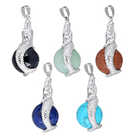Gemstone Pendants Jewelry with Brass Mermaid platinum color plated natural nickel lead & cadmium free Approx Sold By PC