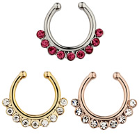 Brass Nose Piercing Jewelry plated with rhinestone nickel lead & cadmium free Sold By PC