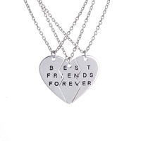 Zinc Alloy Puzzle Friendship Necklace Heart platinum color plated Unisex & oval chain & with letter pattern & enamel lead & cadmium free Length Approx 19.5 Inch Sold By Set