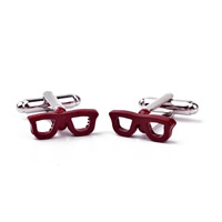 Cufflinks Zinc Alloy Glasses platinum color plated with painted lead & cadmium free Sold By Pair