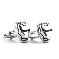 Cufflinks Zinc Alloy Iron Man silver color plated for man & enamel nickel lead & cadmium free Sold By Pair