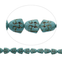 Buddhistiske perler, Syntetisk Turkis, Buddha, buddhistiske smykker, blå, 19x20x10mm, Hole:Ca. 1mm, Længde Ca. 15.5 inch, Ca. 11Strands/KG, Ca. 21pc'er/Strand, Solgt af KG