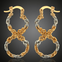 Brass Hoop Earring plated two tone lead & cadmium free Sold By Bag