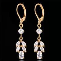 Brass Leverback Earring 18K gold plated with cubic zirconia & faceted lead & cadmium free 10-30mm Sold By Bag