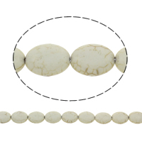 Perline in turchese, turchese sintetico, Ovale piatto, formato differente per scelta, bianco, Foro:Appross. 1mm, Lunghezza Appross. 15.5 pollice, Venduto da borsa