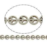 Turkos pärlor, Syntetisk Turkos, Peace Logo, olika storlek för val, vit, Hål:Ca 1mm, Längd Ca 15.5 inch, Säljs av Bag