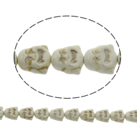 Turkos pärlor, Syntetisk Turkos, Buddha, buddhistiska smycken, vit, 14x15x9mm, Hål:Ca 1mm, Längd Ca 15.5 inch, 10Strands/Bag, Ca 27PC/Strand, Säljs av Bag