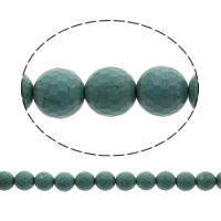 Syntetisk Turkos Bead, Rund, olika storlek för val & fasetterad, vit, Hål:Ca 1mm, Längd Ca 15.5 inch, Säljs av Bag