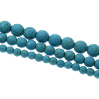 Χάντρες Turquoise, Συνθετικό Τυρκουάζ, Γύρος, διαφορετικό μέγεθος για την επιλογή & πολύπλευρη, μπλε, Τρύπα:Περίπου 1mm, Μήκος Περίπου 15.5 inch, Sold Με τσάντα