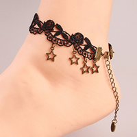 Gothic Anklet Lace with Zinc Alloy with 2.7lnch extender chain antique bronze color plated for woman nickel lead & cadmium free Sold Per Approx 7.4 Inch Strand