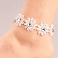 Gothic Anklet Lace with Zinc Alloy with 2.7lnch extender chain platinum color plated for woman & with rhinestone nickel lead & cadmium free Sold Per Approx 7.4 Inch Strand