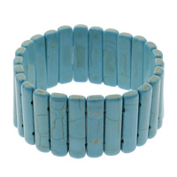 Synthetische Turquoise Armband, Rechthoek, blauw, 8x30x5mm, Lengte Ca 7.5 inch, 10strengen/Bag, Verkocht door Bag