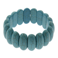 Synthetische Turquoise Armband, Plat Ovaal, blauw, 10x25x8.50mm, Lengte Ca 7.5 inch, 10strengen/Bag, Verkocht door Bag