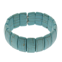 Synthetische Turquoise Armband, Rechthoek, blauw, 10x22x6mm, Lengte Ca 7.5 inch, 10strengen/Bag, Verkocht door Bag