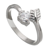 Cubic Zirconia nerezové prst prsten, Nerez, pro ženy & se zirkony & tváří, Původní barva, 12mm, Velikost:8, Prodáno By PC