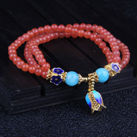 Red Agate Bracelets with Blue Agate & Cloisonne & Zinc Alloy for woman &  4.5mm Sold Per Approx 6.3 Inch Strand