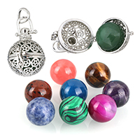 Pregnant Ball Locket Pendant Brass with Gemstone Round platinum color plated natural & hollow nickel lead & cadmium free 16mm Approx Sold By PC