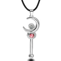 Zinc Alloy Jewelry Necklace with PU Leather with 1.9lnch extender chain Magic Wand silver color plated for woman & with cubic zirconia nickel lead & cadmium free 50mm Sold Per Approx 19.6 Inch Strand