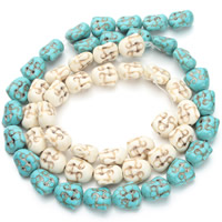 Buddhistische Perlen, Synthetische Türkis, Buddha, buddhistischer Schmuck, keine, 15x14mm, Bohrung:ca. 1.5mm, Länge ca. 15.5 ZollInch, verkauft von Tasche