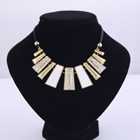 Zinc Alloy Jewelry Necklace with Waxed Linen Cord with 5cm extender chain gold color plated for woman & enamel & with rhinestone lead & cadmium free 40cm Sold Per Approx 15.5 Inch Strand