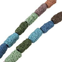 Lava Perle, farbenfroh, 18-22x10-12x10-12mm, Bohrung:ca. 3-4mm, Länge ca. 15 ZollInch, 10SträngeStrang/Menge, ca. 19PCs/Strang, verkauft von Menge