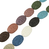 Lava Beads Flat Oval multi-colored Approx 1mm Length Approx 15.5 Inch Approx Sold By Lot