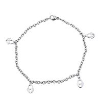 Stainless Steel Jewelry Bracelet Lock charm bracelet & oval chain & for woman original color  Sold Per Approx 9 Inch Strand
