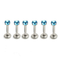 Roestvrij staal lipring piercings, met zirkonia, meer kleuren voor de keuze, 3mm, 100pC's/Lot, Verkocht door Lot