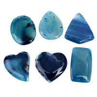 Pendentif Agate dentelle, agate lace, bleu, 41x48x5mm-47x54x5mm, Trou:Environ 1mm, 5PC/sac, Vendu par sac