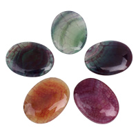 Crackle Agate Cabochon Flat Oval flat back mixed colors - Sold By Bag