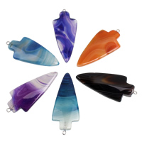 Lace Agate Pendants with iron bail Shield platinum color plated mixed colors - Approx 2mm Sold By Bag