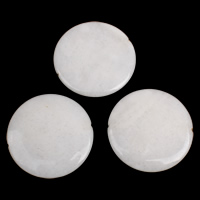 Jade blanco Abalorio, Redondo aplanado, 50x6mm-50x7mm, agujero:aproximado 1-1.5mm, 5PCs/Bolsa, Vendido por Bolsa